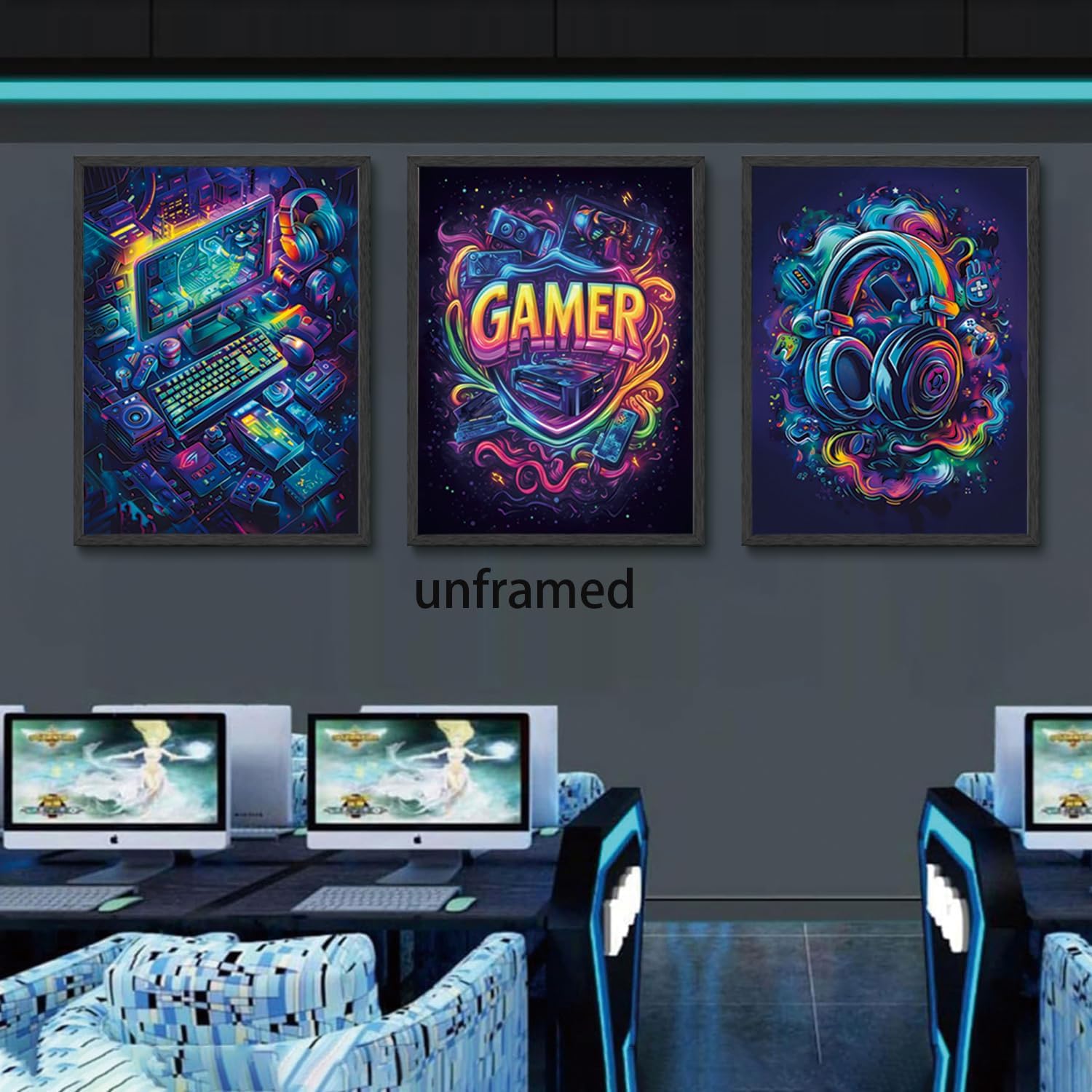 Yolbcdr Gaming Posters - Cool Video Game Wall Art Set of 3 | Unframed Canvas Prints for Game Room Decor 16x24in