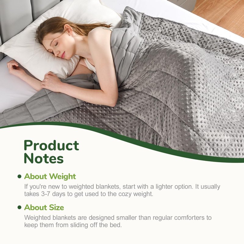 Sivio Weighted Blanket for Adults (20lbs, 60"x80" Queen Size), Cooling and Breathable Minky Heavy Blanket for 140-220lbs Men and Women All-Season Sleeping Comfort, Grey