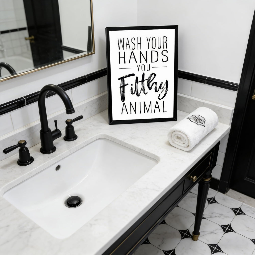 XRNDUYZP Black and White Bathroom Canvas Wall Art - Funny Quotes Poster Print for Kids' Washroom | 8x10 in