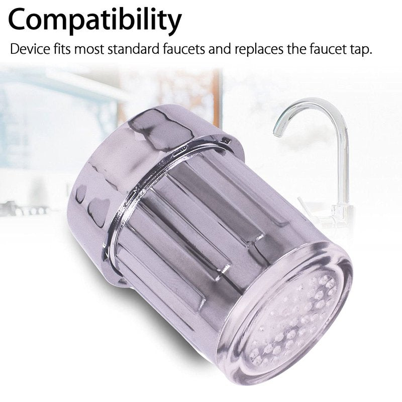 2Pcs 3-Color Temperature Sensitive Gradient LED Water Faucet Light - Stream Color Changing Tap for Kitchen and Bathroom Sink