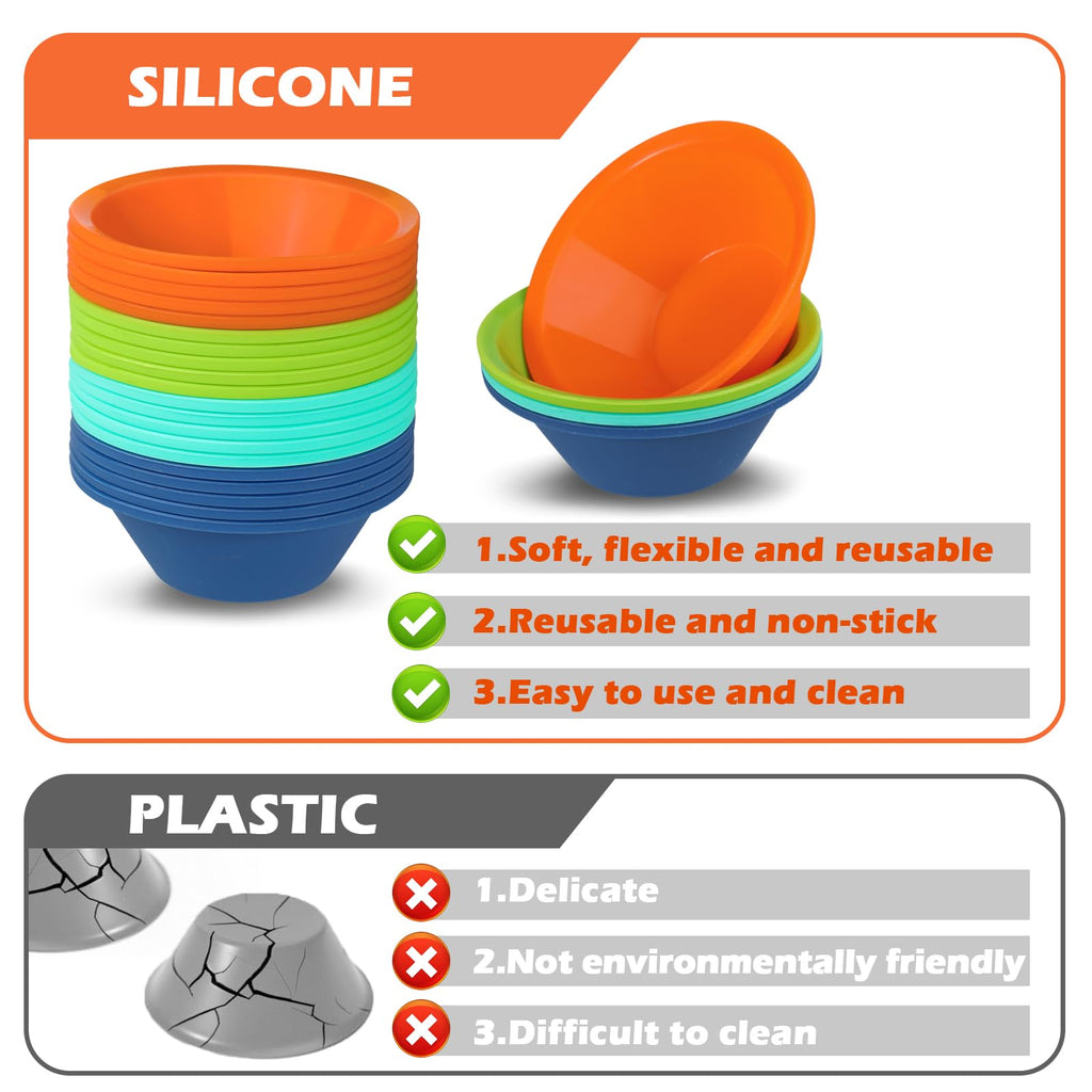 Webake 24 Pcs Silicone Puto Molder Filipino Medium-Size, 2.75" Reusable Puto Baking Cup for Steamer, BPA-Free and Non-Stick, Plastic Replacement Baking Cup, Great for Bite-Size Muffin, Tart Baking