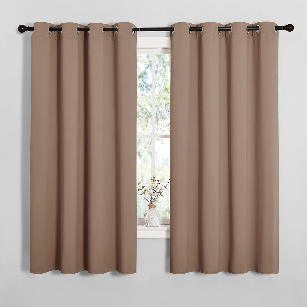 NICETOWN Blackout Window Curtains - Thermal Insulated Drapery Panels, Set of 2 | 55x68 Inches, Cappuccino