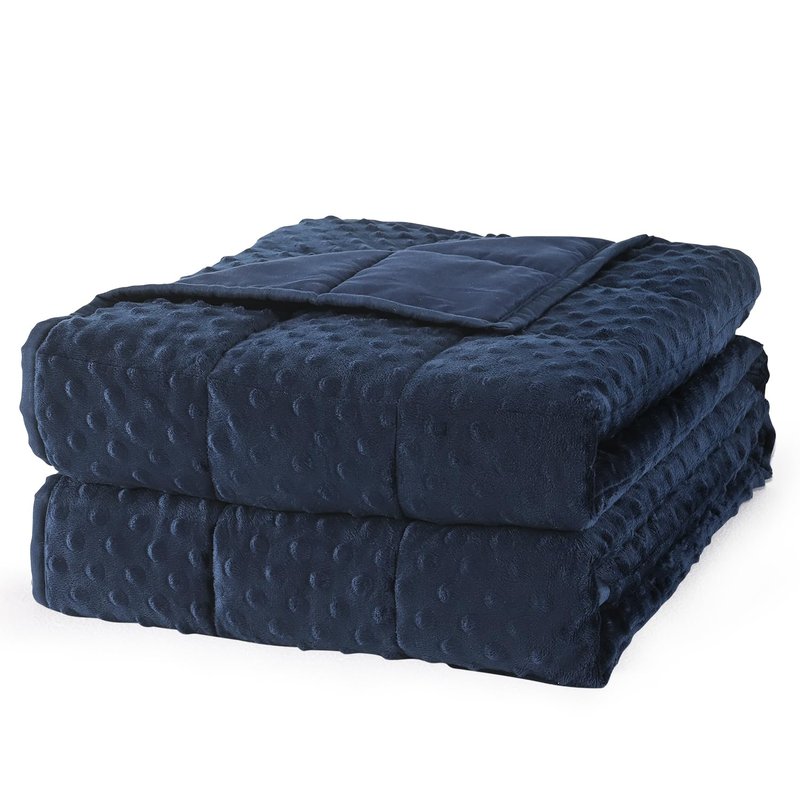 Mr. Sandman Weighted Blanket for Adults Queen, Minky Heavy Blanket for Woman, Man Sleeping/Calm, Soft and Cozy Weighted Throw Blankets, Machine Washable, 60 x 80in, 15 lbs, Navy Blue