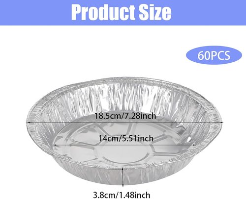 60 Pcs Round Foil Pans by [Brand Name] - Oven & Freezer Safe Aluminum Takeout Containers