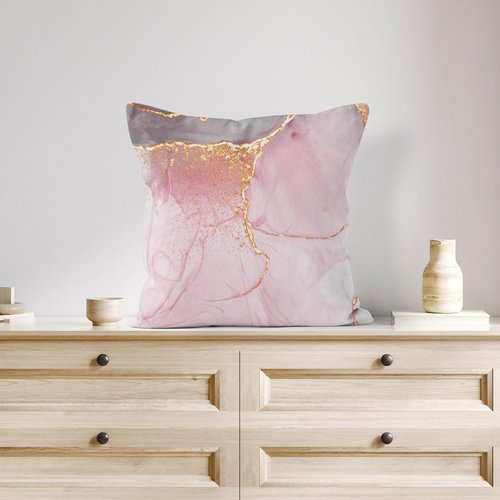 HVEST Pink Marble Pillow Covers 18x18 Set of 4, Gold Grey and White Abstract Marble Textured Throw Pillow Covers Modern Minimalist Decorative Pillows for Home Bed Couch Sofa Decor Pillowcase