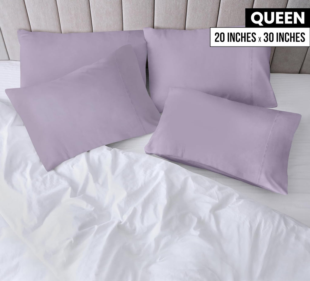 Utopia Bedding Queen Pillow Cases - 4 Pack Soft Brushed Microfiber - Fade Resistant 20 x 30 Inches | Lavender