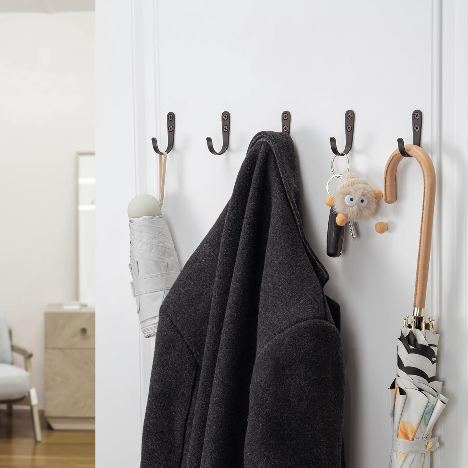 10Pcs Black Metal Wall Hooks by [Brand Name] - Durable Hooks for Coats, Towels, Keys & More - Holds Up to 40 lbs