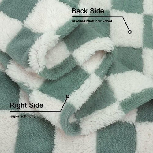HOMRITAR Checkered Baby Blanket - Soft Sage Green Fluffy Comfort | Reversible 30 x 40 Inch for Infants