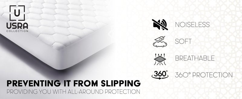 USRA 100% Cotton Twin Mattress Topper Protector Cover - 300 GSM Quilted Non-Toxic 18" Deep Premium Quality Thick Soft Water Resistant Pad for Mattress - Oeko-TEX Certified