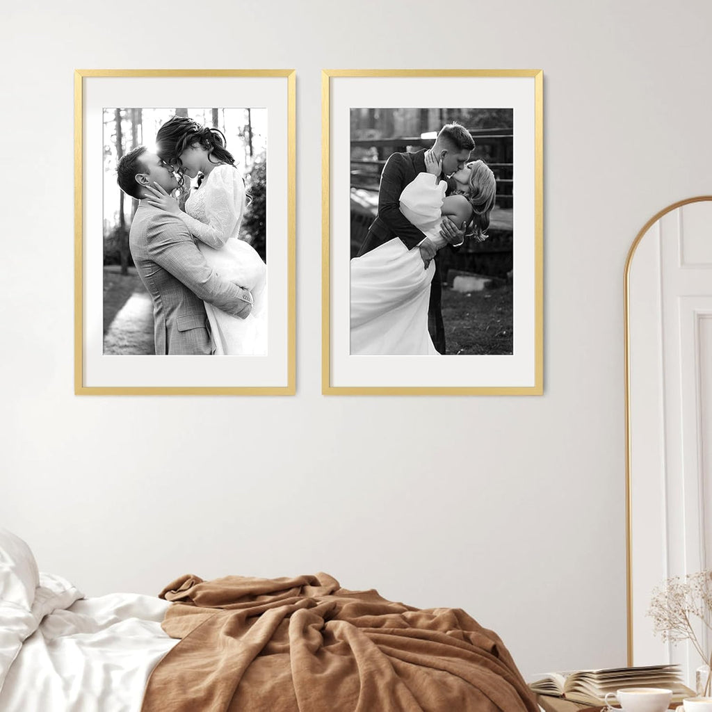 Upsimples 20x30 Poster Frame - Elegant Gold Wall Display for 16x24 Pictures with Mat or 20x30 Without Mat