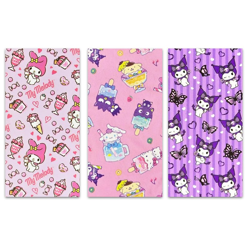 Sanrio Hello Kitty Friends Towel 3 Pack Set for Kids - Bundle with 3 Microfiber Towels Plus More