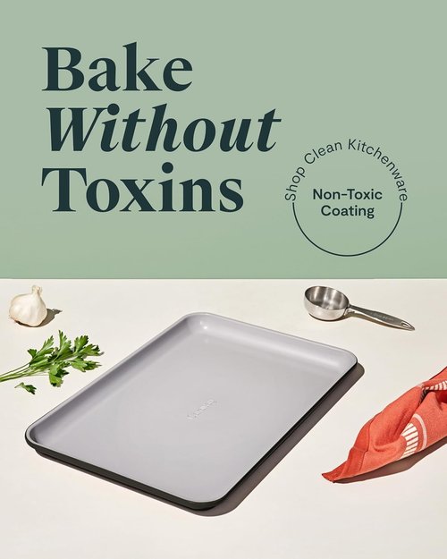 Caraway Non-Stick Ceramic Baking Sheet | Naturally Slick & Non-Toxic - Perfect for Baking & Roasting - Medium (15" x 10") - Black