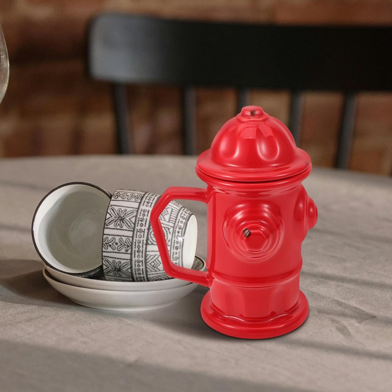 Alipis Fire Hydrant Mug Ceramic Tea Cup with Handle 6.88X5.11X3.54In Unique Red Water Coffee Drinkware for Home Office Party