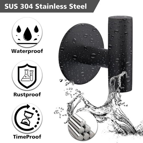 Bntuk Heavy Duty Adhesive Hooks - Waterproof Stainless Steel Wall Hooks for Bathroom | 2 Pack