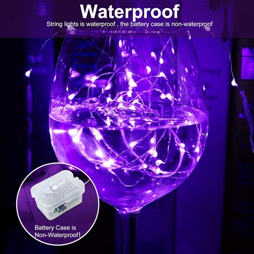 AIKEI 24 Pack LED Fairy Lights - Waterproof 7 Feet String Lights for Wedding, Party, & Garden Decor - Purple