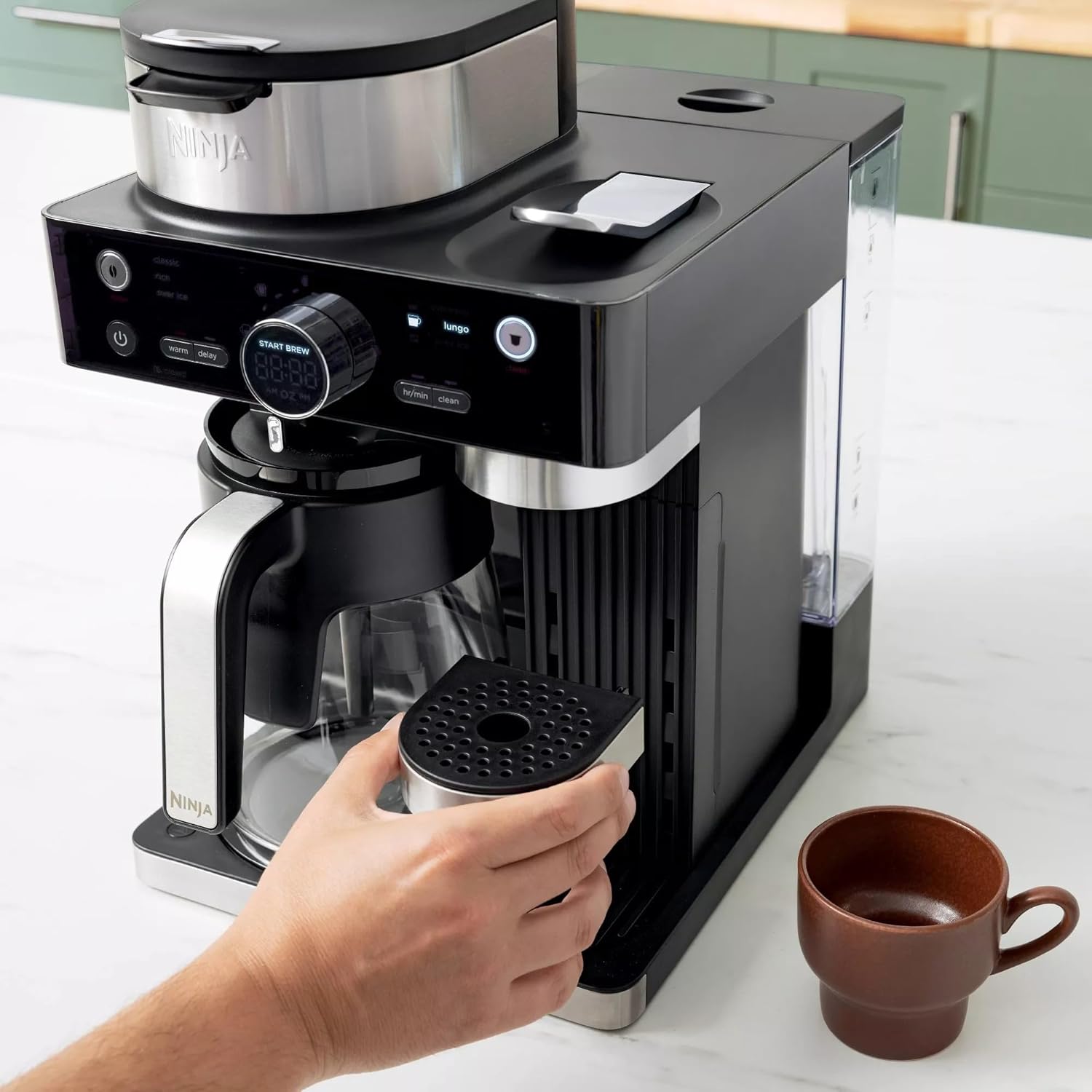 Ninja Refurbished CFN601 Espresso & Coffee Barista System - Single-Serve & 12-Cup Carafe with Built-In Frother