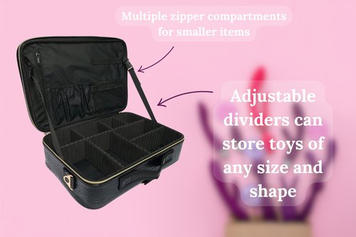 Pleasure Vault Toy Storage for Men and Women, Adult Organizer Case with Adjustable Compartments, Discreet Toy Storage with Lockable Zippers and Cable Organizer for Private Toys