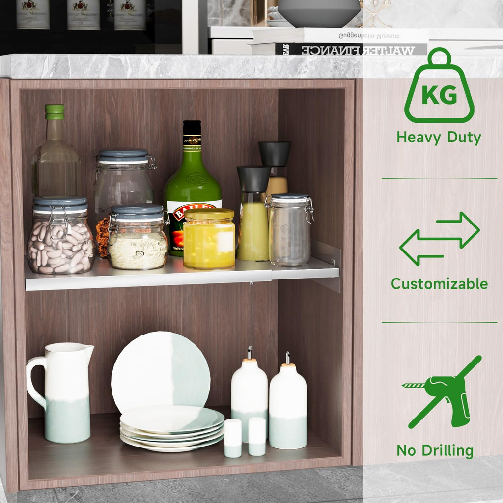 SOFRON Adjustable Closet Shelves Organizers, Adjustable RV Cabinet Rack, Lightweight Aluminum, Storage Wardrobe Divider Shelving for Pantry Cupboard Kitchen, Width 17"-31" Depth 11.9", 2 Pack