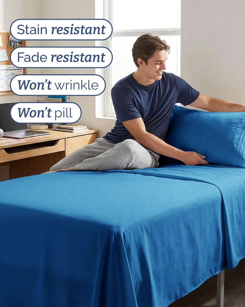 Skiennix Twin XL Sheet Set - Comfy Cooling Bed Sheets - Luxury Hotel Quality - Deep Pockets, Wrinkle-Free - Royal Blue