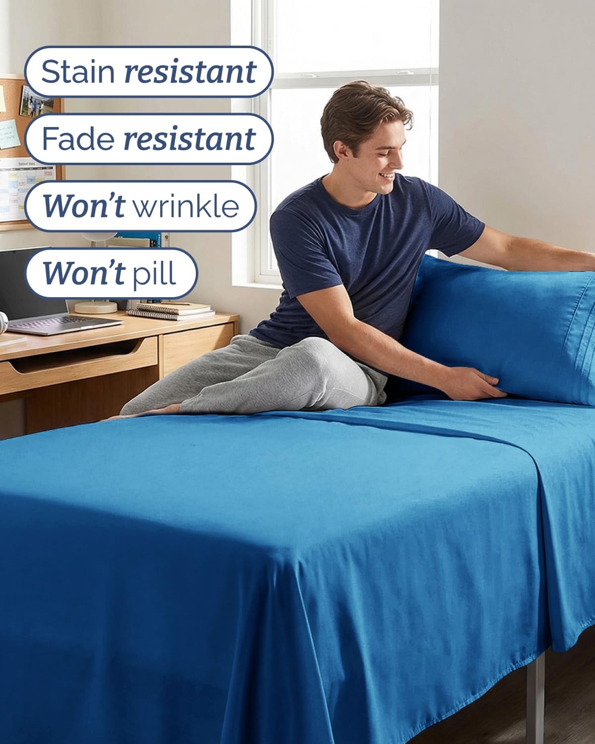 Skiennix Twin XL Sheet Set - Comfy Cooling Bed Sheets - Luxury Hotel Quality - Deep Pockets, Wrinkle-Free - Royal Blue