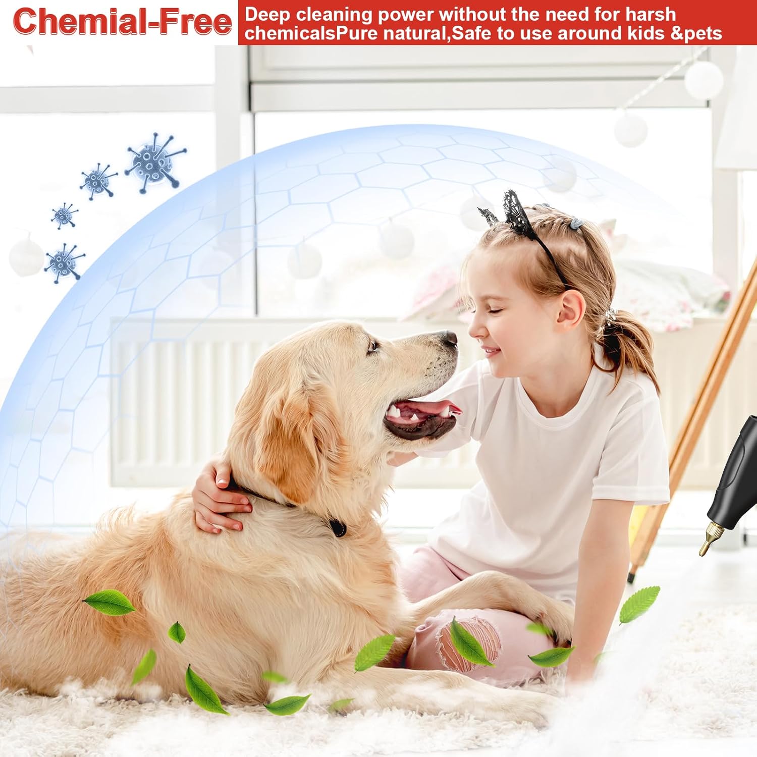 Skiennix Handheld Steam Cleaner - 15s Fast Heat-Up, 1.2L Tank, 6-Level Adjustable Handle | Ideal for Home & Car Detailing
