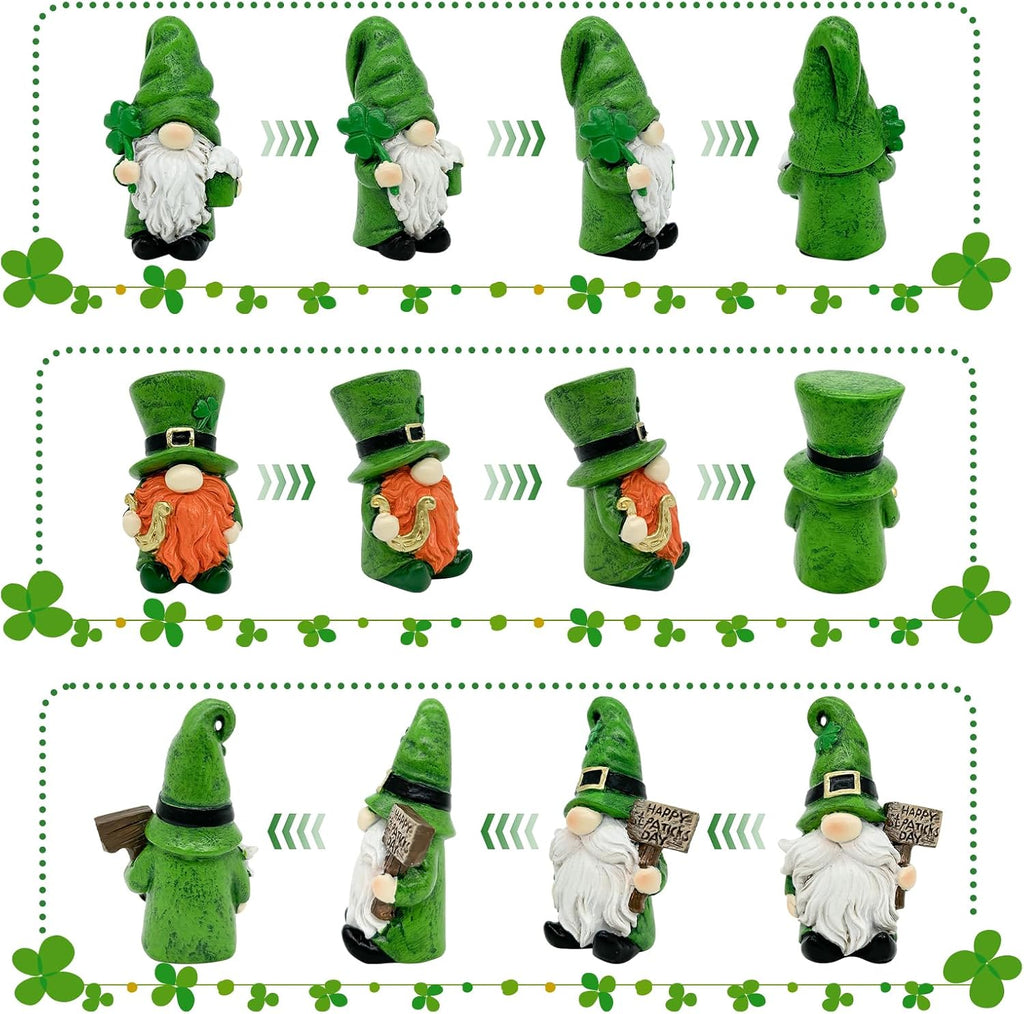 Uniboho St. Patrick's Day Gnomes - 3-Piece Green Irish Leprechaun Figurines for Home Decor