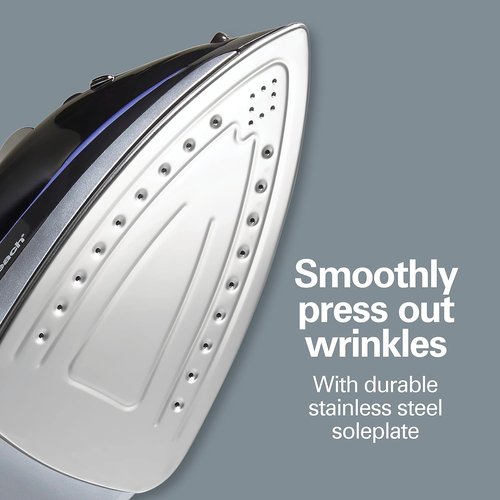 Hamilton Beach Steam Iron - Powerful 1200 Watts Garment Steamer with Stainless Steel Soleplate | Black, Pack of 2