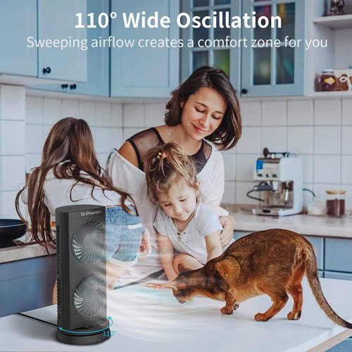 Dr. Prepare Desk Fan - Portable Oscillating Tower Fan with 3-Speed Options | 110° Oscillation, 13 Inch