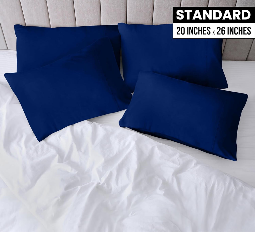 Utopia Bedding Standard Pillow Cases - Soft Brushed Microfiber - 4 Pack, Royal Blue, 20 X 26 Inches