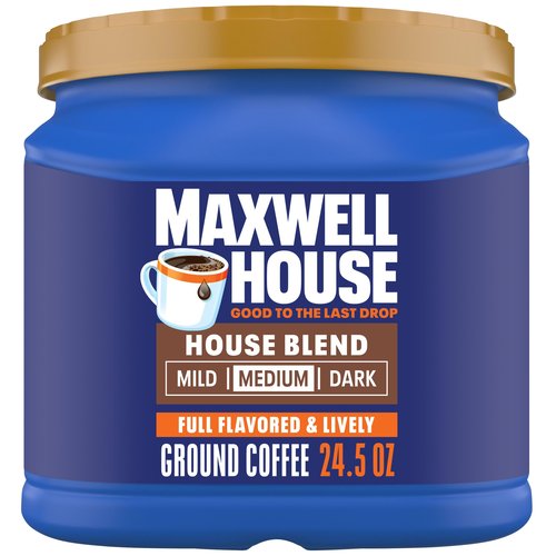 Maxwell House House Blend Medium Roast Ground Coffee, 24.5 oz Canister