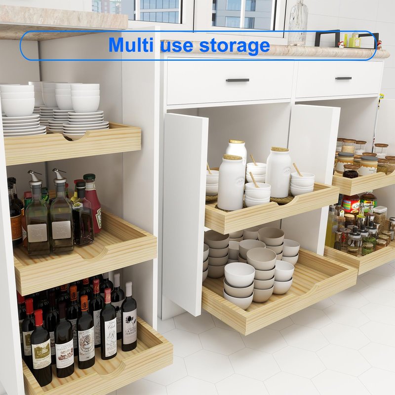 Sawjut Pull Out Cabinet Drawer, Slide Out Wood Cabinet Drawer Shelf Storage Organizer, Drawers for Base Cabinets Kitchen Pantry(23" W x 21" D)