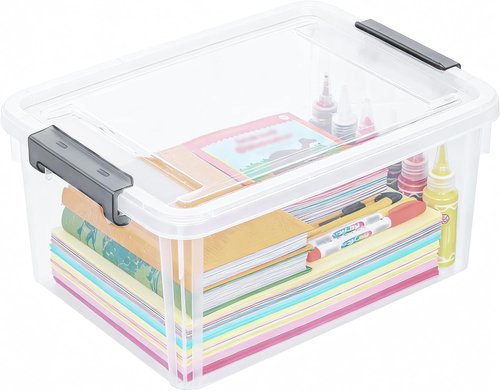 Citylife 17 QT Plastic Storage Bins - Stackable Latching Containers for Organizing Garage, Crafts & Toys