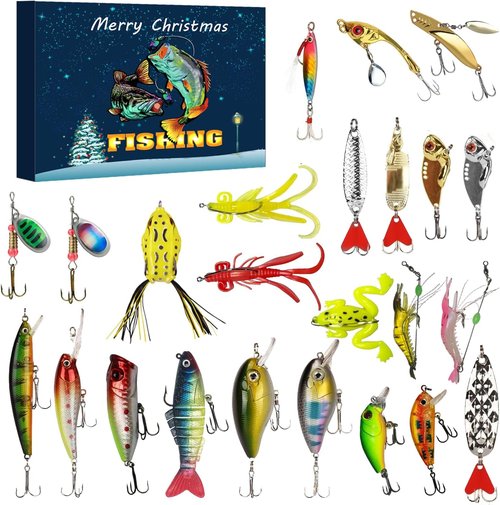Fishing Advent Calendar 2026 by [Brand Name] - 24-Day Countdown Fishing Bait Set for Men & Teens