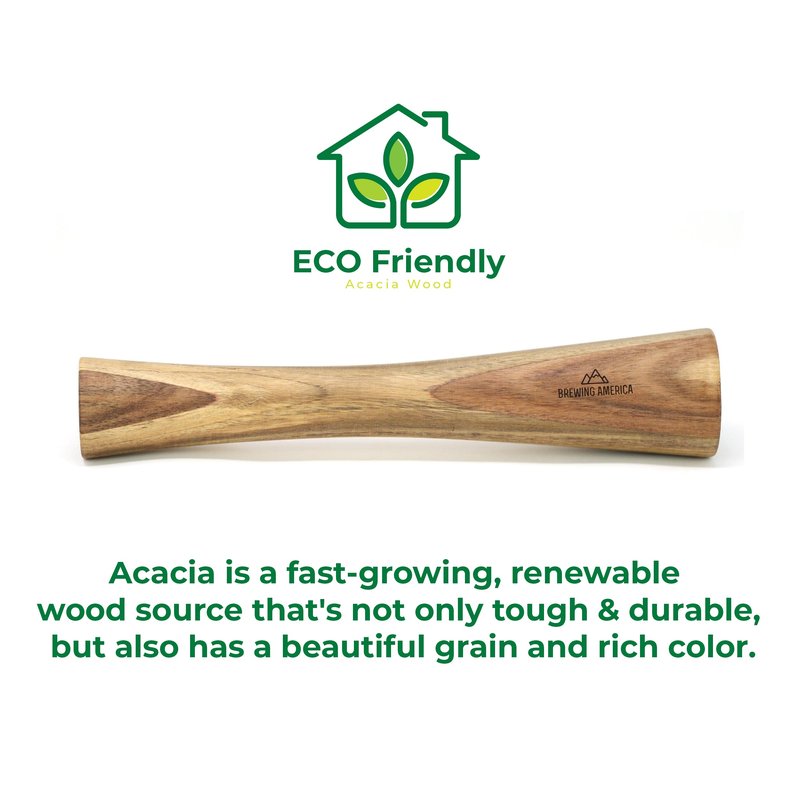 Brewing America Acacia Wood Vegetable Fermentation Tamper - Cabbage Sauerkraut Pounder - Fermenting Food Tool Packer Stomper 12 inches for Mason Jars