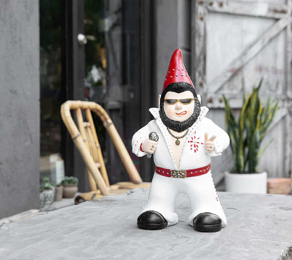 Singer Gnome Garden Statue - Large Outdoor Resin Dwarf Figurine for Unique Home Decor | Funny Patio Ornament