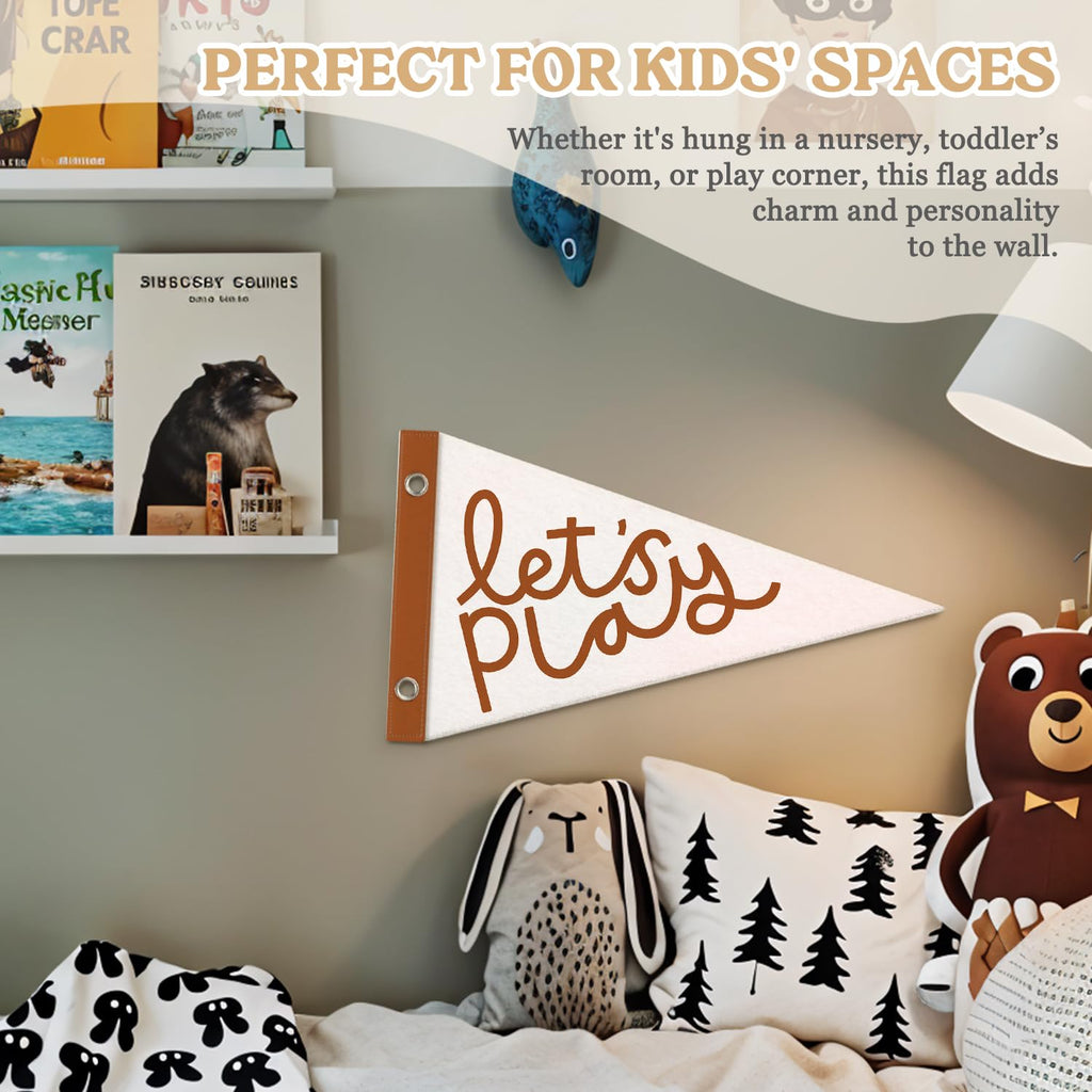 MOFUYU Classroom Door Nursery Decor Pennant Banners Flags,Playroom Sign Decor,Kids Room Felt Banner Wall Art Decor for Playroom，Homeschool，Toddler Boys Girls Room，Nursery 7.4x14 Inch