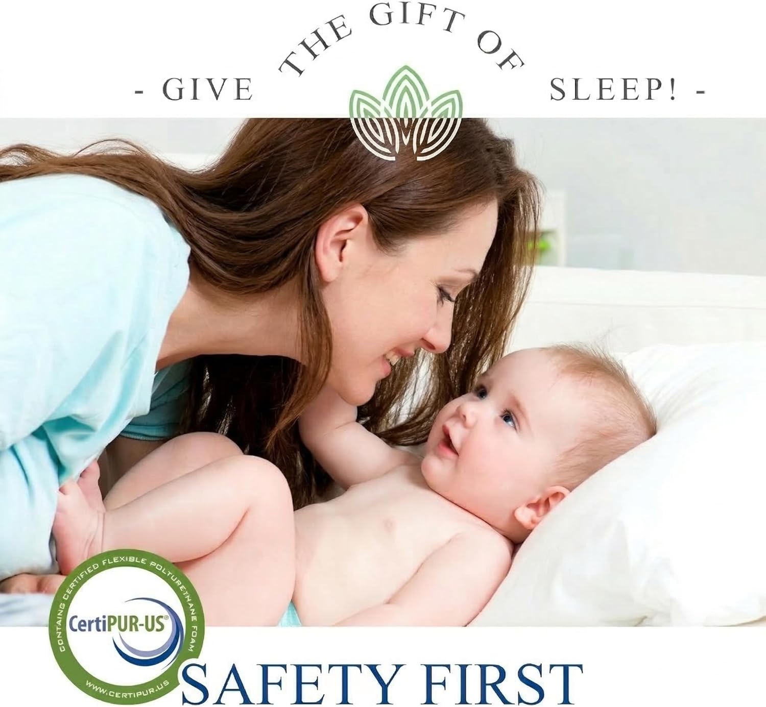 Regine Switzerland Organic Cotton Crib Mattress - Dual-Sided 2-Stage Memory Foam, Hypoallergenic, Waterproof Cover, 52x27.5x5.5