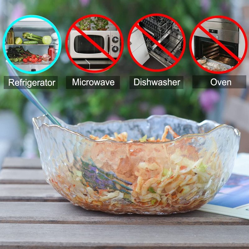 OBR KING Glass Salad Bowl Set of 3 Phnom Penh Mixing Bowls Irregular Shape Serving Containers for Kitchen Prep Fruit Pasta Popcorn and Snack