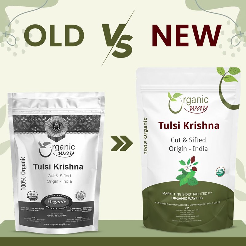 Organic Way Tulsi/Holy Basil (Krishna) Cut & Sifted (Ocimum Tenuiflorum) - Herbal Tea | Organic & Kosher Certified | Raw, Vegan, Non GMO & Gluten Free | USDA Certified | Origin - India (1LBS / 16Oz)