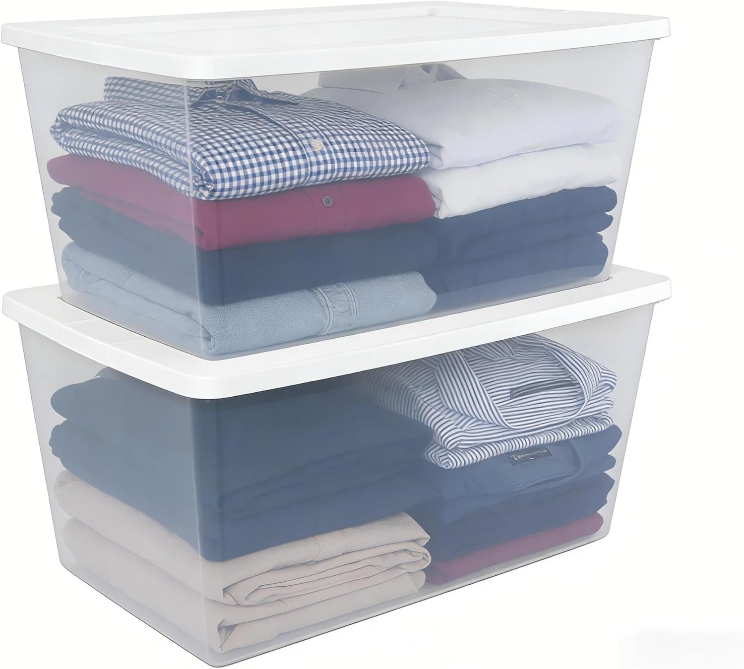 Skiennix 90QT Transparent Storage Boxes - Durable Plastic Containers with Snap-On Lids | 2-Pack, 29" L x 18" W x 13" H