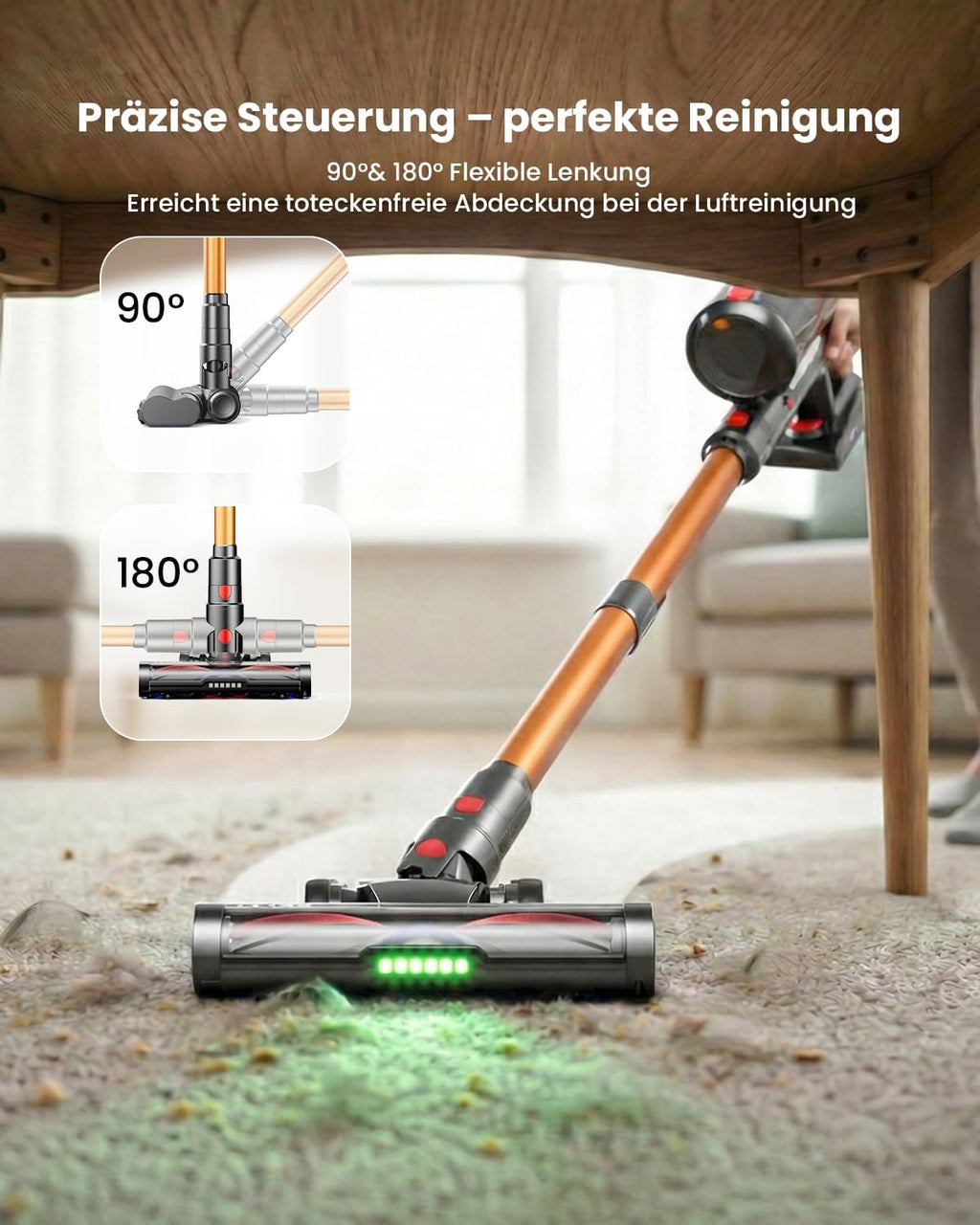Skiennix Cordless Vacuum Cleaner - 600W Power, 70-Minute Runtime, LED Display, 1.4L Dust Cup | Ideal for Pet Hair & Hardwood Floors
