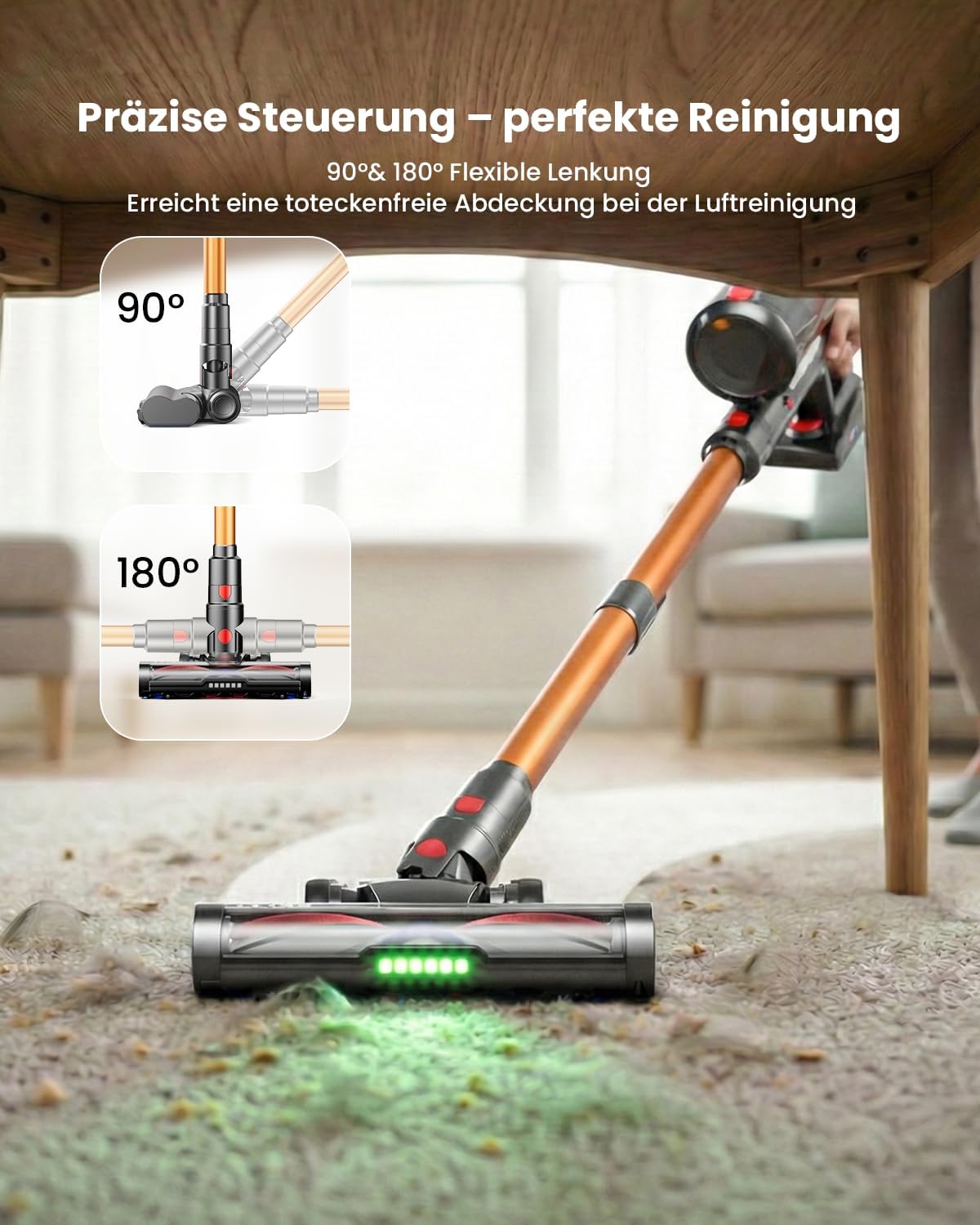 Skiennix Cordless Vacuum Cleaner - 600W Power, 70-Minute Runtime, LED Display, 1.4L Dust Cup | Ideal for Pet Hair & Hardwood Floors