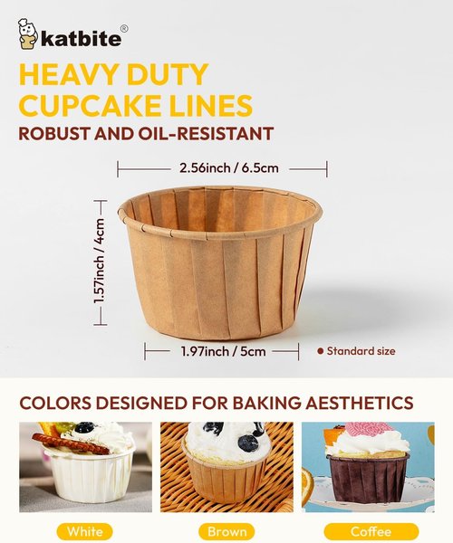 Katbite Cupcake Liners - Heavy Duty Greaseproof Baking Cups | 150PCS Standard Size for Christmas & Birthdays