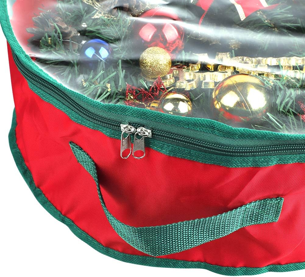 TITA-DONG Wreath Storage Bag - Heavy Duty Waterproof Oxford Fabric, Transparent Design, 20x20x6 Inch