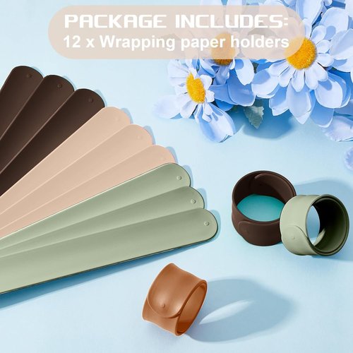 Charniol Wrapping Paper Roll Holder - 12 Silicone-Covered Metal Strips for Organized Storage | Earth Color