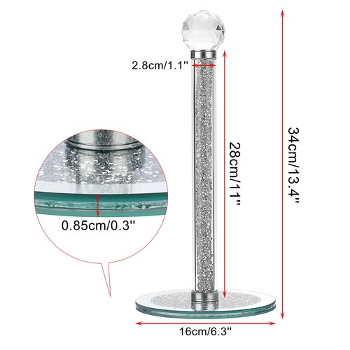 Sumnacon Paper Towel Holder,Crystal Free Standing Paper Towel Roll Holder for Bathroom Bling Kitchen Countertop Paper Towel Holdesr Gorgeous Silver Paper Towel Holders for Kitchen Bathroom Countertop