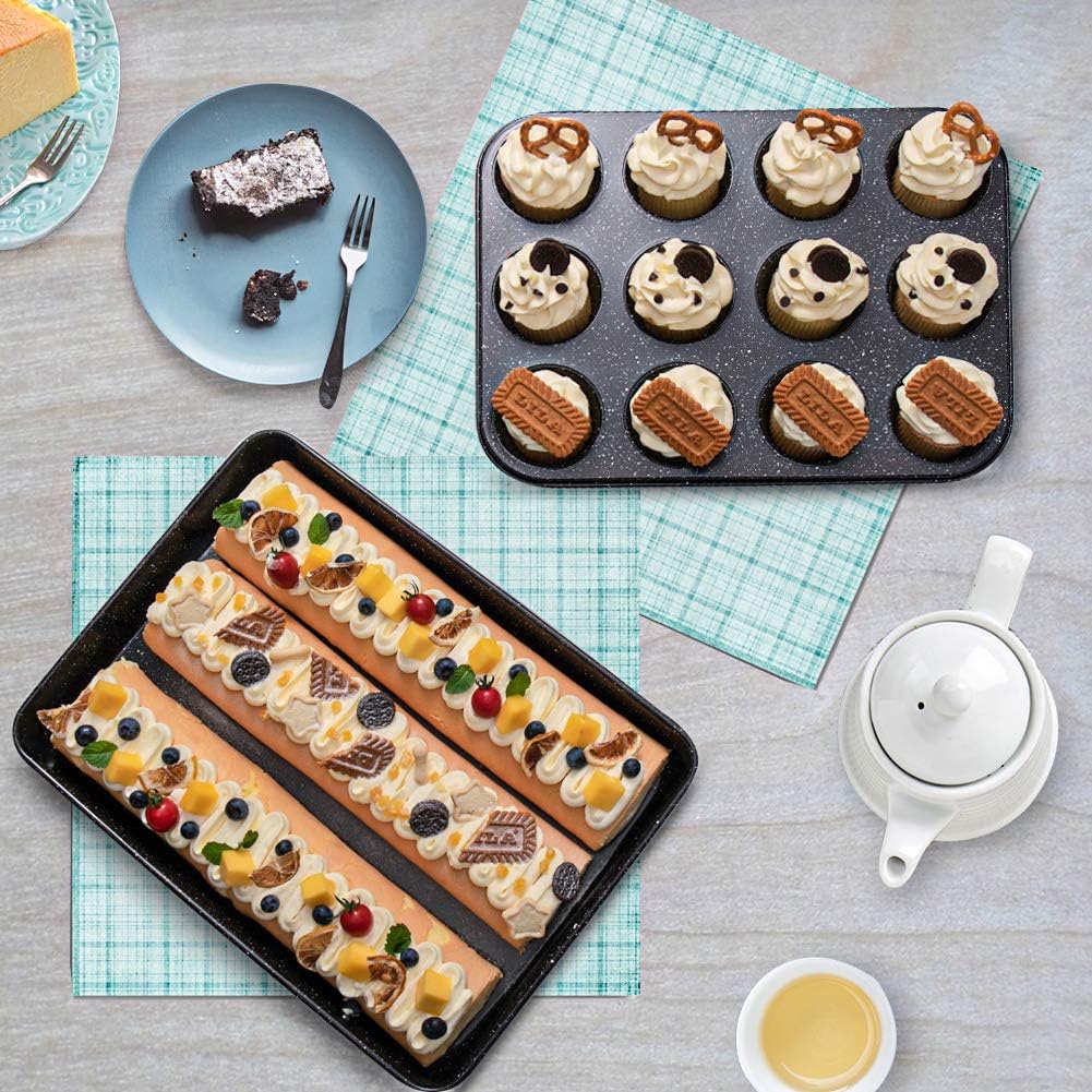 Skiennix 10-Piece Nonstick Baking Set - Versatile Bakeware with Ceramic Coating in Black