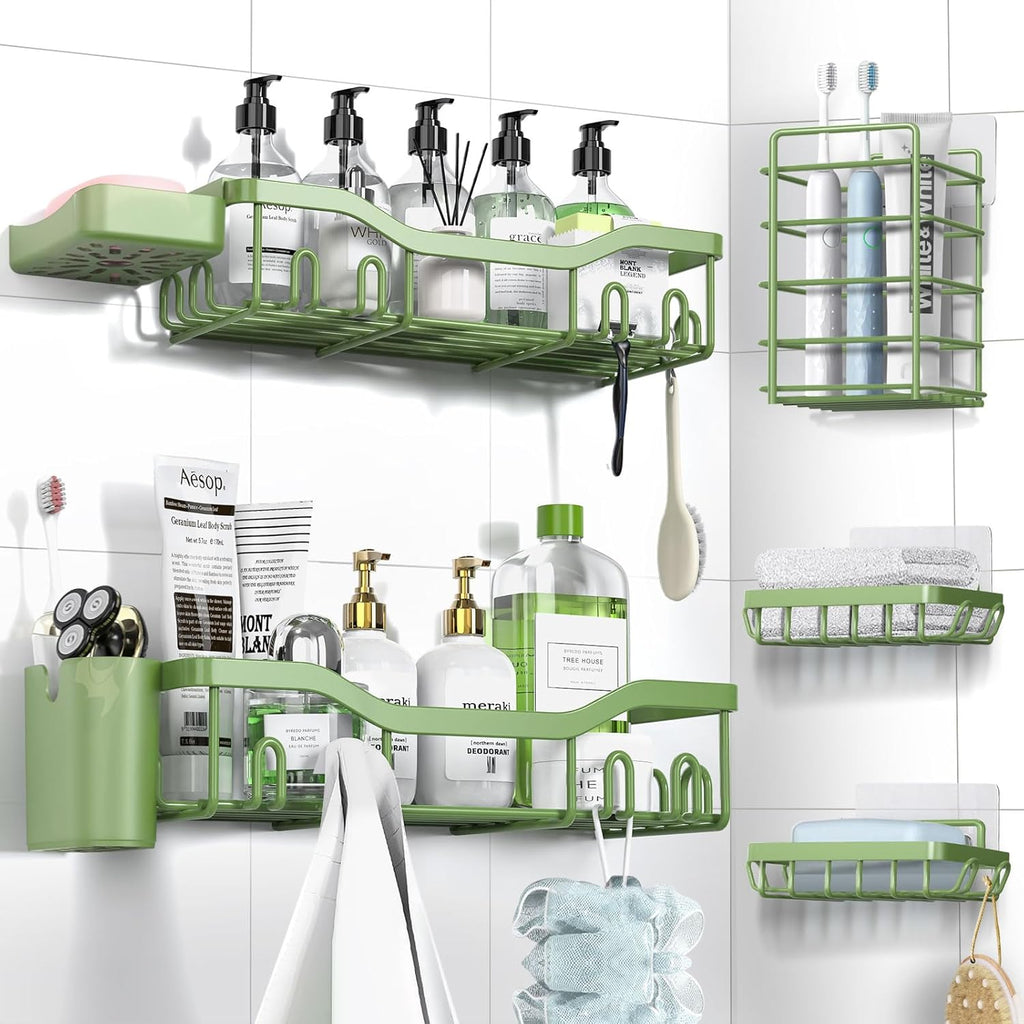 NESOMI Shower Caddy - Rustproof Stainless Steel Organizer with Large Capacity | 7-Pack No-Drill Rack