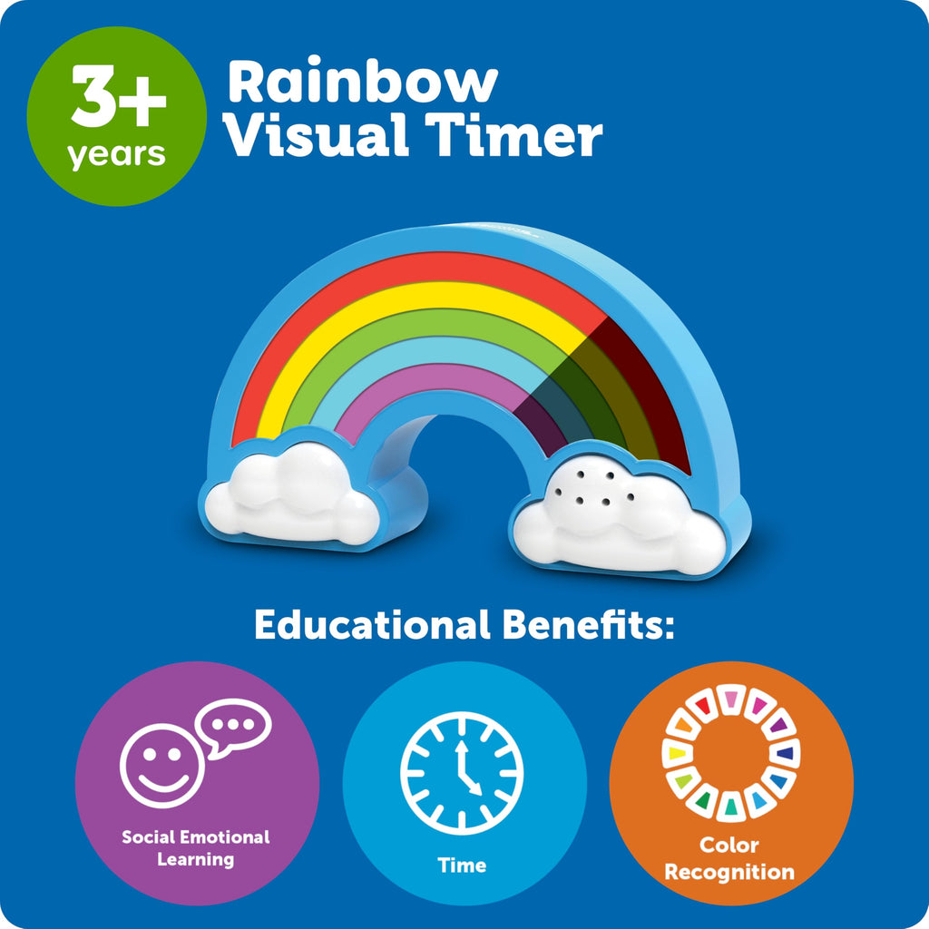 Learning Resources Rainbow Visual Timer - Time Management for Children, Audio and Visual Alarms, Schedule for Kids, Social Emotional Learning Skills, Countdown for Teachers, Classroom Must Haves
