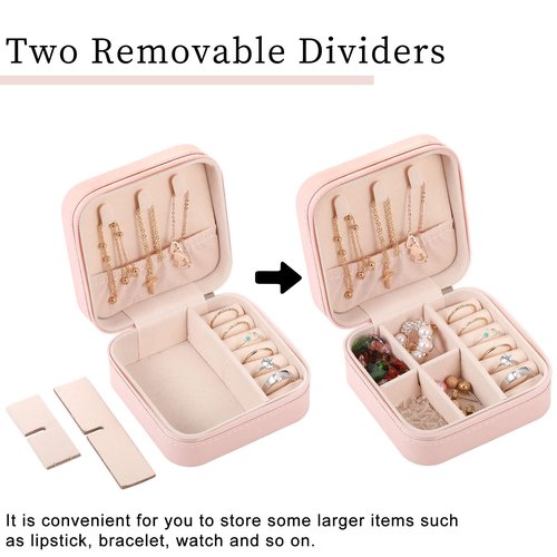 Canlierr Small Travel Jewelry PU Leather Boxes Bulk Bridesmaid Proposal Gift Boxes Portable Jewelry Case Organizer for Women(Pink,18 Pcs)